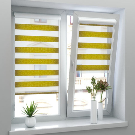 Рулонные шторы зебра желтые